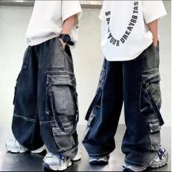 Black Washed Oversized Cargo Pants