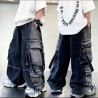 Black Washed Oversized Cargo Pants