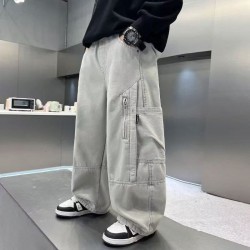 Cream Side Zipper and Pocket Pants