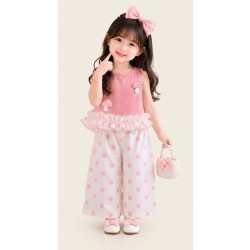 Polka Mushrooms Ruffles Top Set Pants