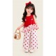 Polka Mushrooms Ruffles Top Set Pants