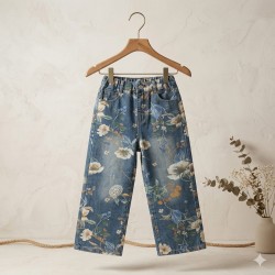 Floral Denim Pants