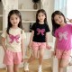 Pink Lace Ribbon Top Set Shorts