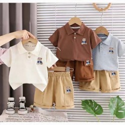 Bear Polo Top Set Brown Pants