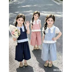 Little Tie Girl Top Set Pants
