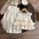 Cream Layered Lace Top Set Pants