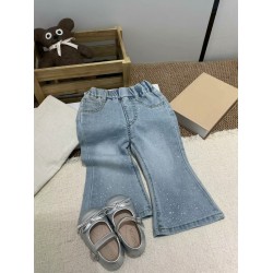 Rhinestone Pull On Denim Pants