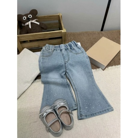 Rhinestone Pull On Denim Pants