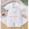 White Vest Button Romper with Bow