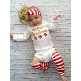 Samgami Baby My First Xmas Stripe Jumper+Headband+LegWarmer Set