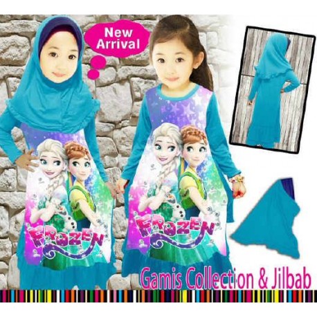 LP Gamis Frozen Biru