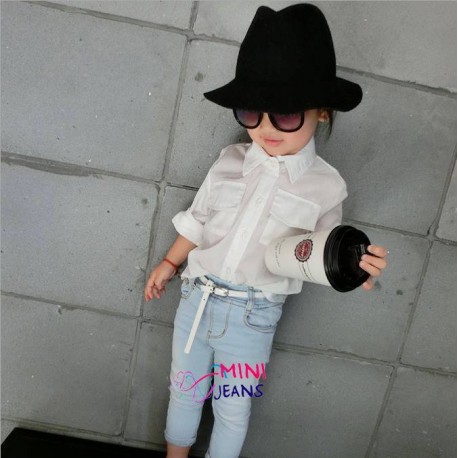 H&M White Shirt Jeans Set+Belt