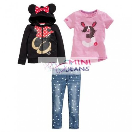 MiniJeans 3in1 Minnie Hoodie Jacket-Rabbit Pink Set