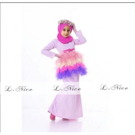 L Nice Softpurple Top Tutu Skirt+Scarf