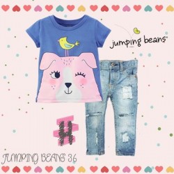 JumpingBeans Yellow Bird Top Set Jeans