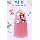 Mardi Amber Pink Tsum-tsum Long Dress+SlingBag