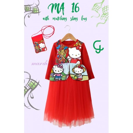 Mardi Amber HelloKitty Long Dress+SlingBag