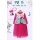 Mardi Amber Fuschia Frozen Long Dress+SlingBag