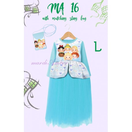 Mardi Amber Blue Tsum-tsum Long Dress+SlingBag