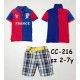 Red Blue France Polo Set Plaid Pants