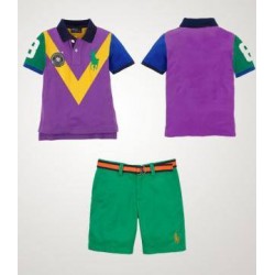 Purple V Polo Set Pants