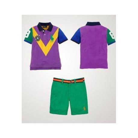 Purple V Polo Set Pants