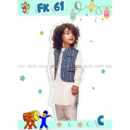 FloKids 3in1 White Koko Blue Vest Set Pants