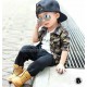 BelleMaison 3in1 Army Shirt White Tee Black Pants