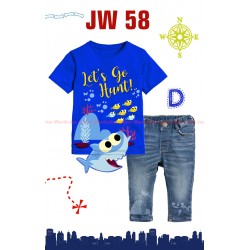 Junior Wardrobe Baby Shark 3D Applique Set Jeans