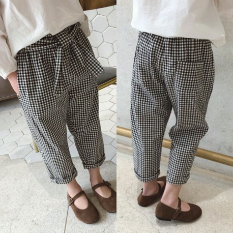 Black Plaid Ribbon Pants