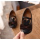 Black Ribbon Bunny Leather Shoes
